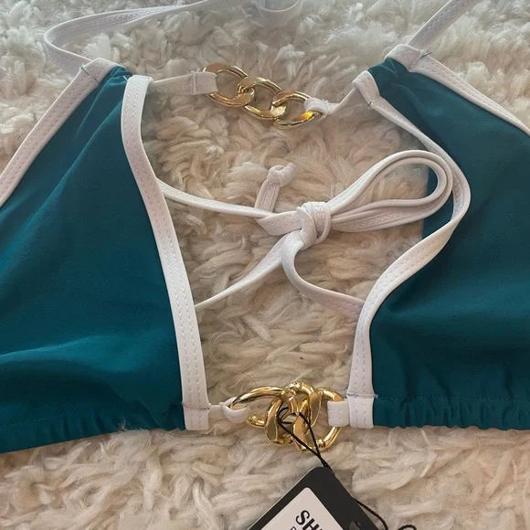 Sexy Thong Bikini Set with Gold Accents - Picture 5 of 16